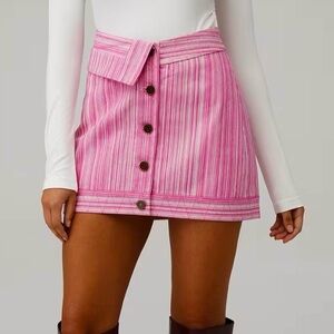 Significant Other Lettie Micro Skirt Fuchsia Pink Stripe Denim NWOT